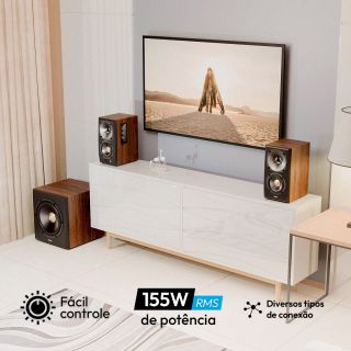 Caixa de Som com Subwoofer sem fio EDIFIER S360DB 155W RMS - Madeira