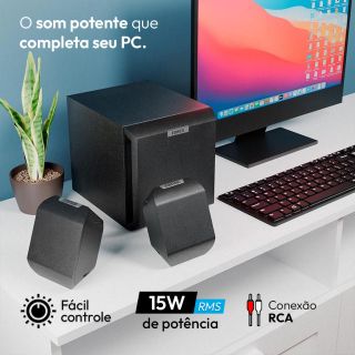 Caixa de Som 2.1 para PC X100B Bivolt 15W RMS EDIFIER - Preta