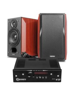 Kit caixas de som passivas P17 1 (par) + amplificador 4 canais Bluetooth Home 80W 