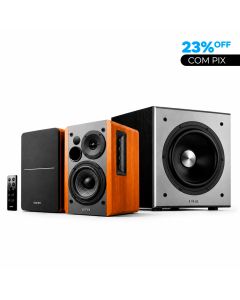 Kit Caixa de Som R1280DBs Madeira + Subwoofer T5 V2 EDIFIER