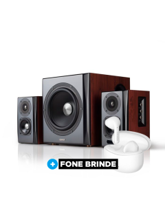 Caixa de Som com Subwoofer Bluetooth 150W RMS EDIFIER S350DB - Madeira - BRINDE Fone W110T