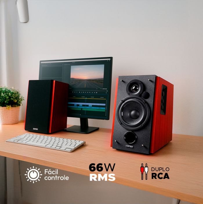 R1700BT EDIFIER madeira | 66W RMS, Bluetooth 5.1, RCA e P2
